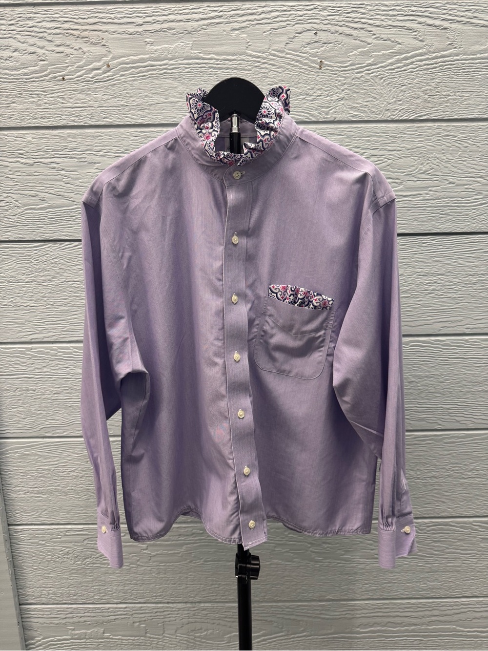 Brooks Brothers Lavender Women's Blouse with Paisley Trim